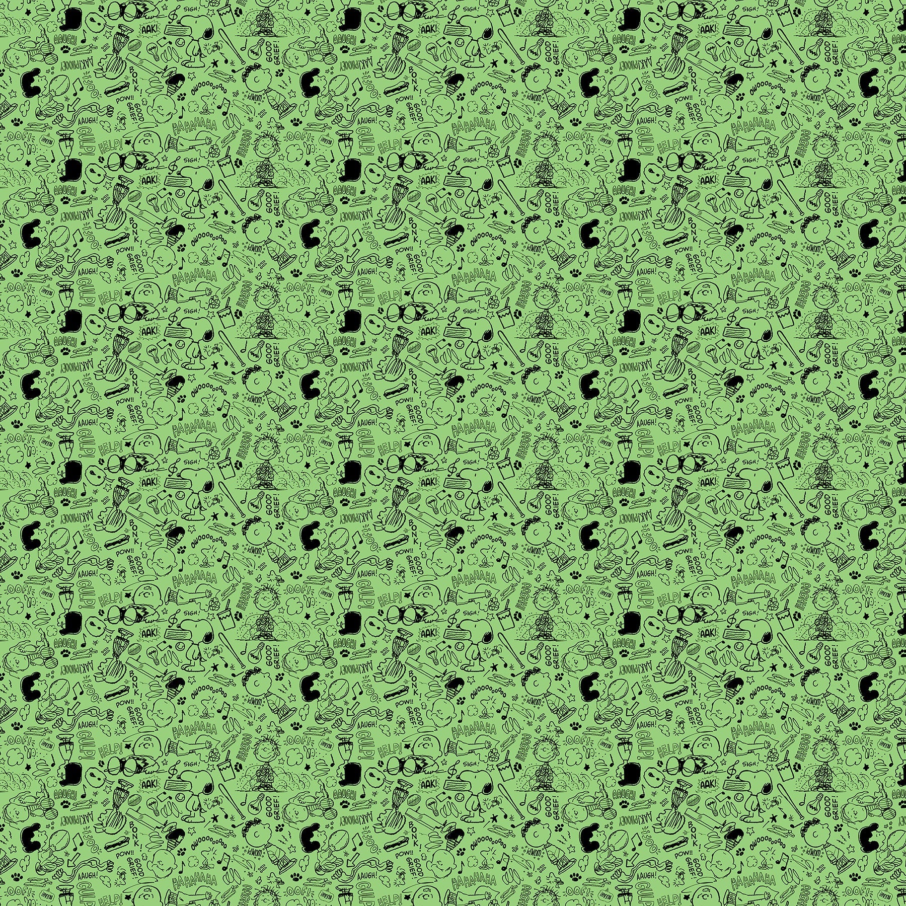 Peanuts - Yardage - Gang Doodle - Green