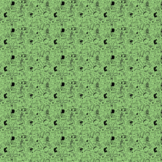 Peanuts - Yardage - Gang Doodle - Green