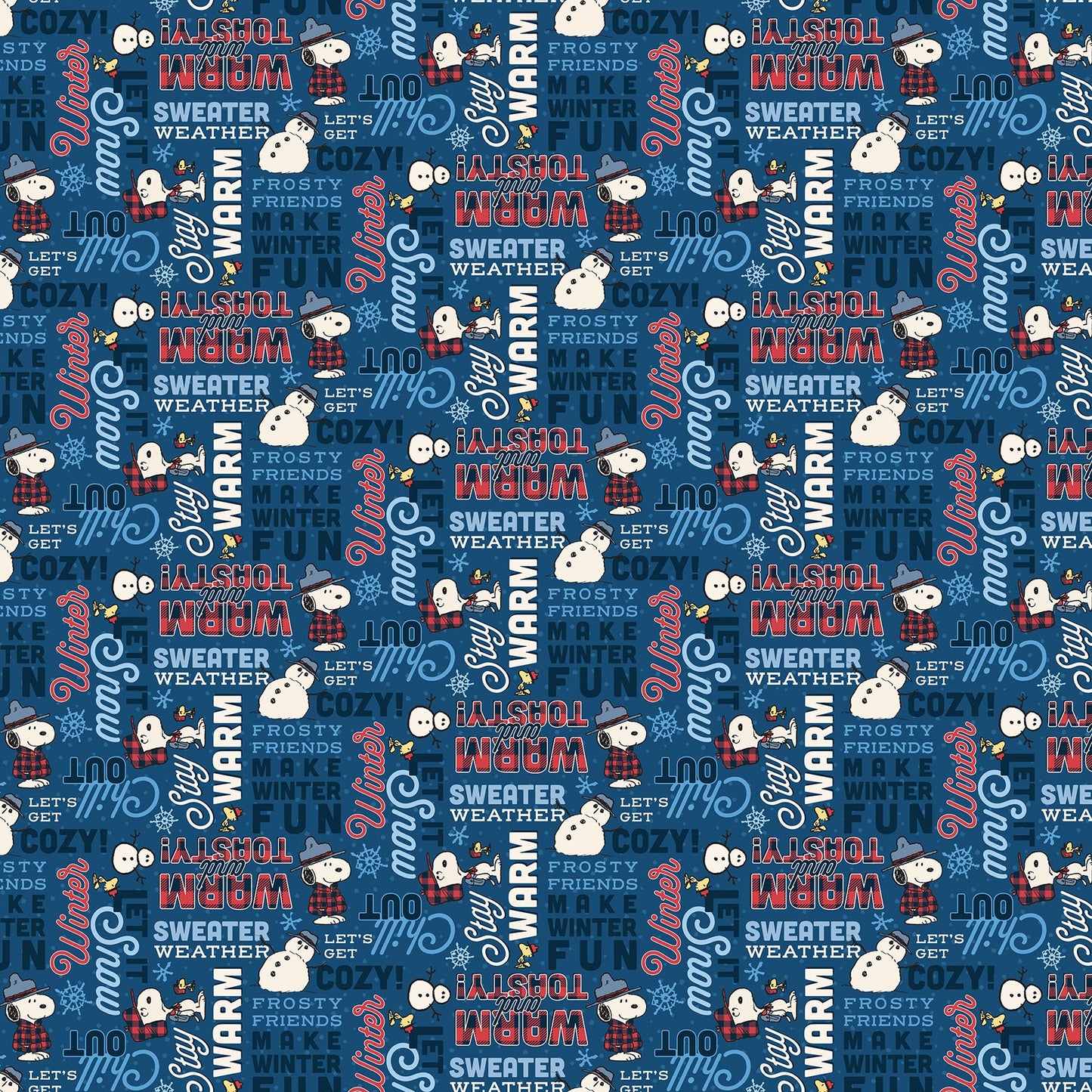 Frosty Friends - Yardage - Phrases - Blue Multi