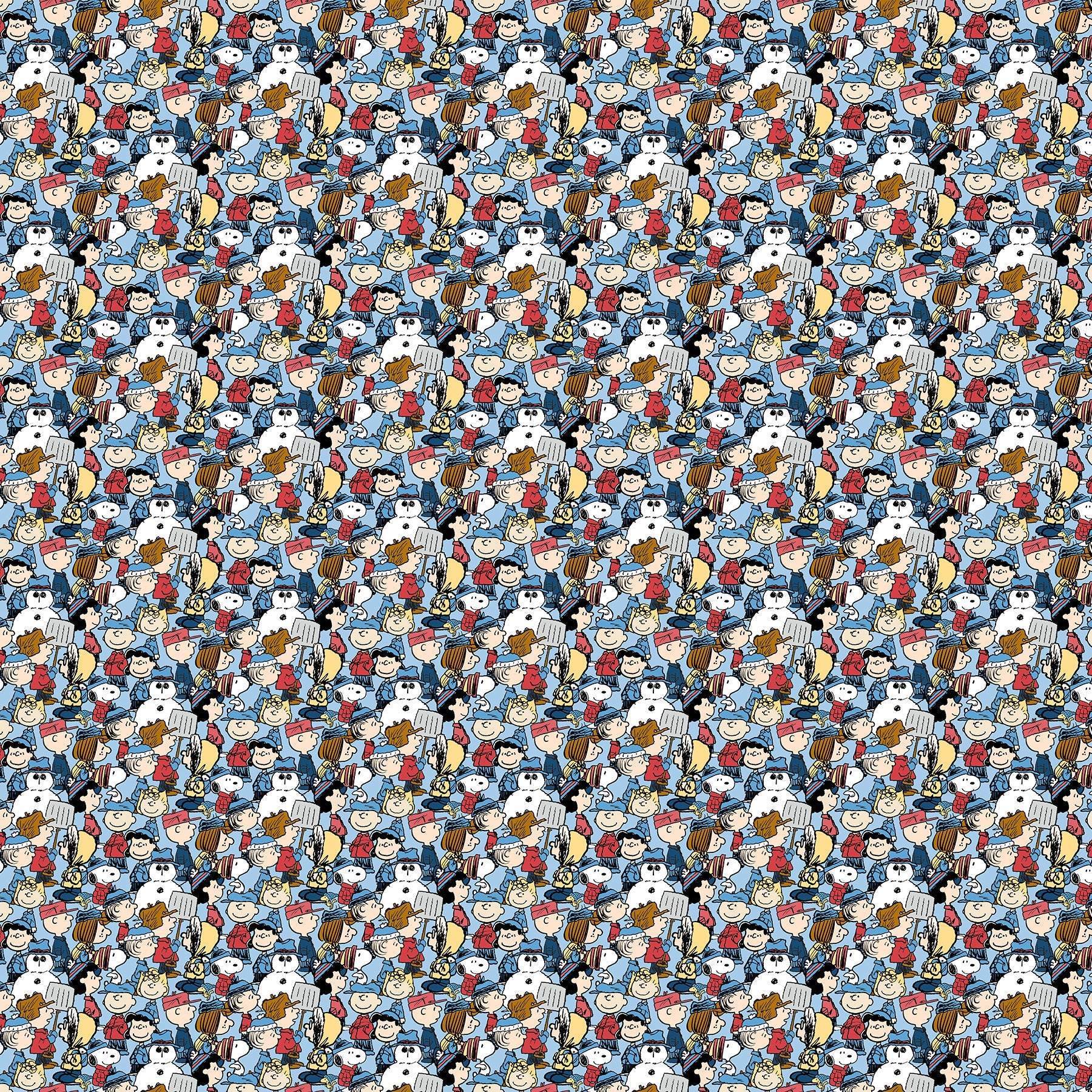 Frosty Friends - Yardage - Gang - Lt Blue Multi