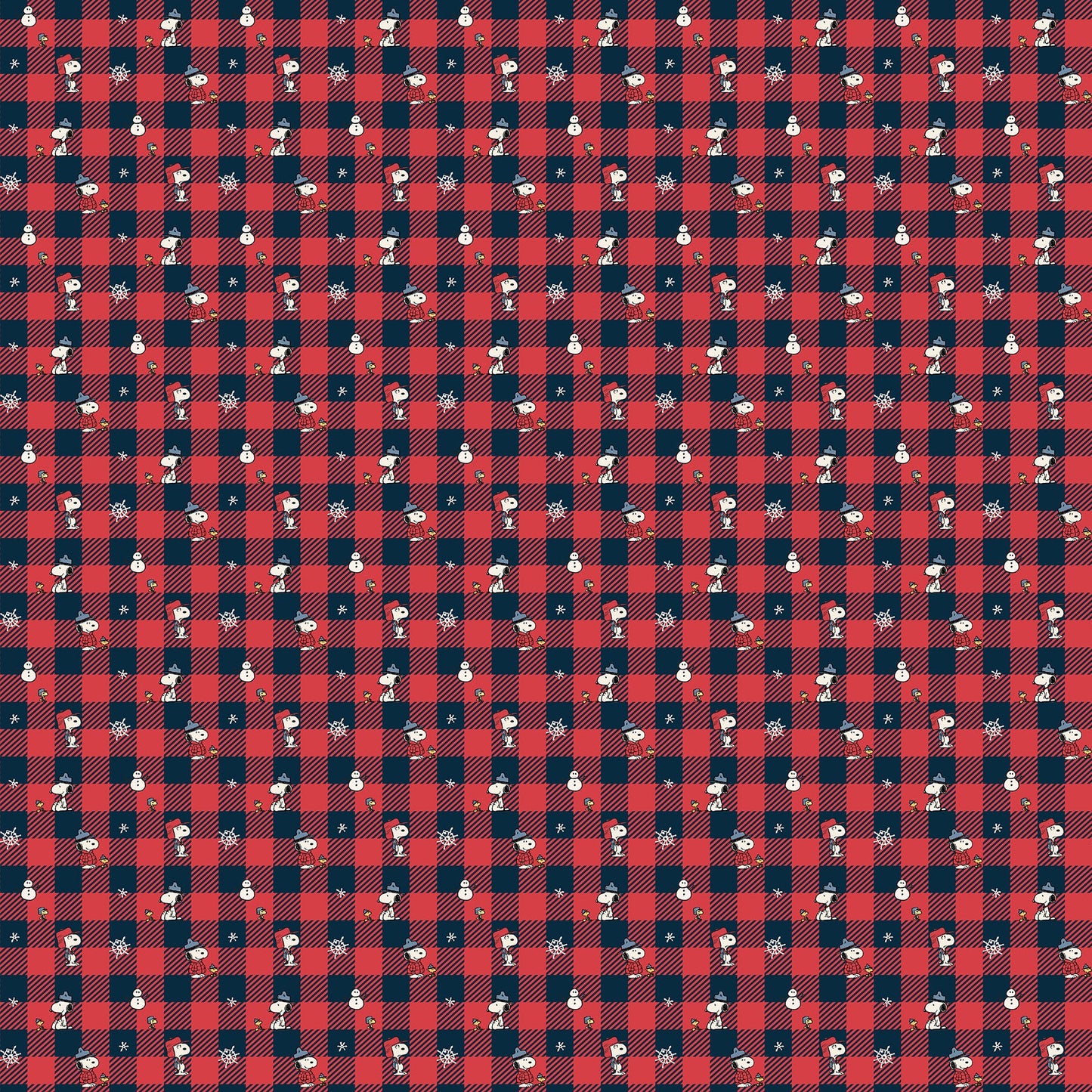 Frosty Friends - Yardage - Check - Red Multi