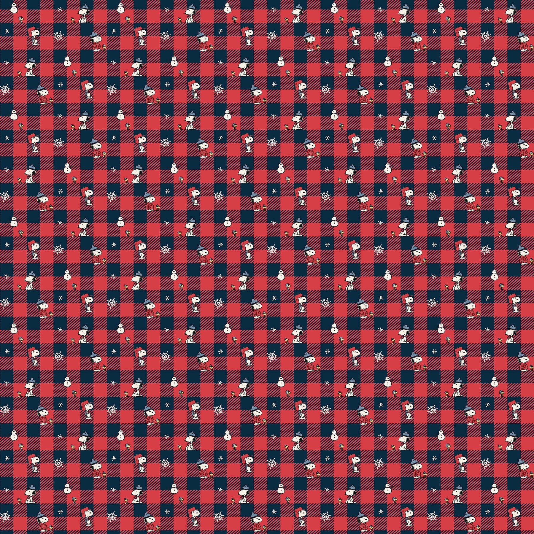 Frosty Friends - Yardage - Check - Red Multi