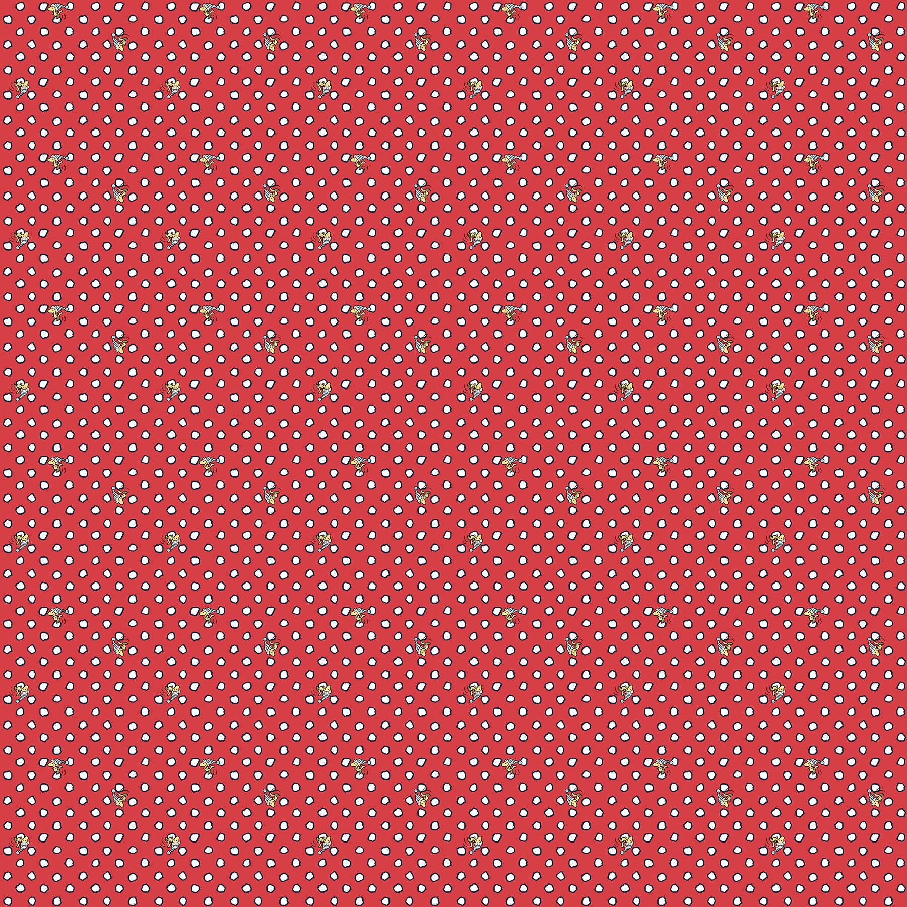 Frosty Friends - Yardage - Woodstock Dot - R E D