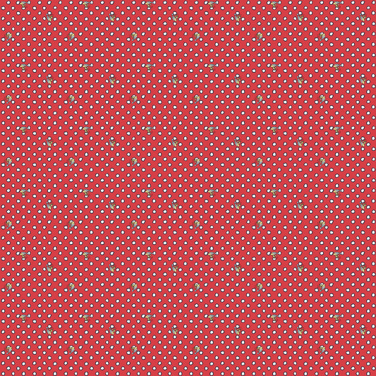 Frosty Friends - Yardage - Woodstock Dot - R E D
