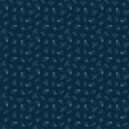 Frosty Friends - Yardage - Skating - Dk Blue