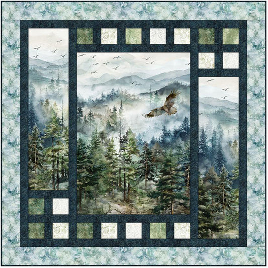 Triptych quilt featuring the Altitude collection by Northcott Fabrics