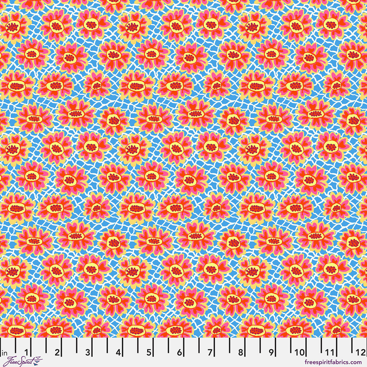 Bits & Bobs Flower Net Blue fabric by Brandon Mably