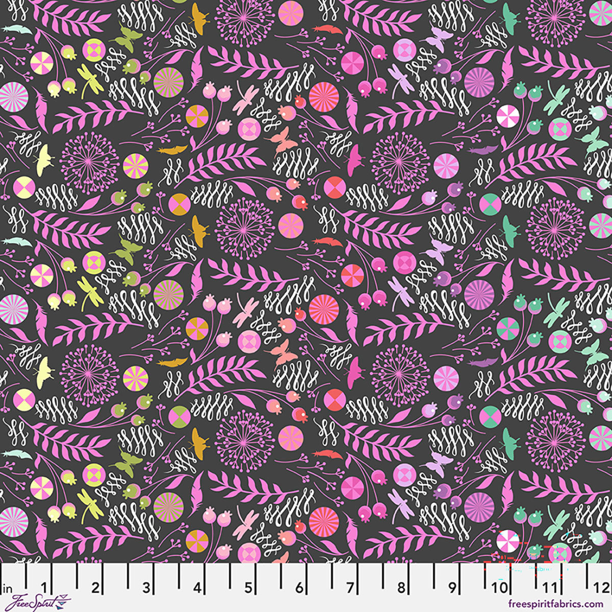 Dandelion - Licorice Tula Pink Prince Charming Déjà Vu fabric