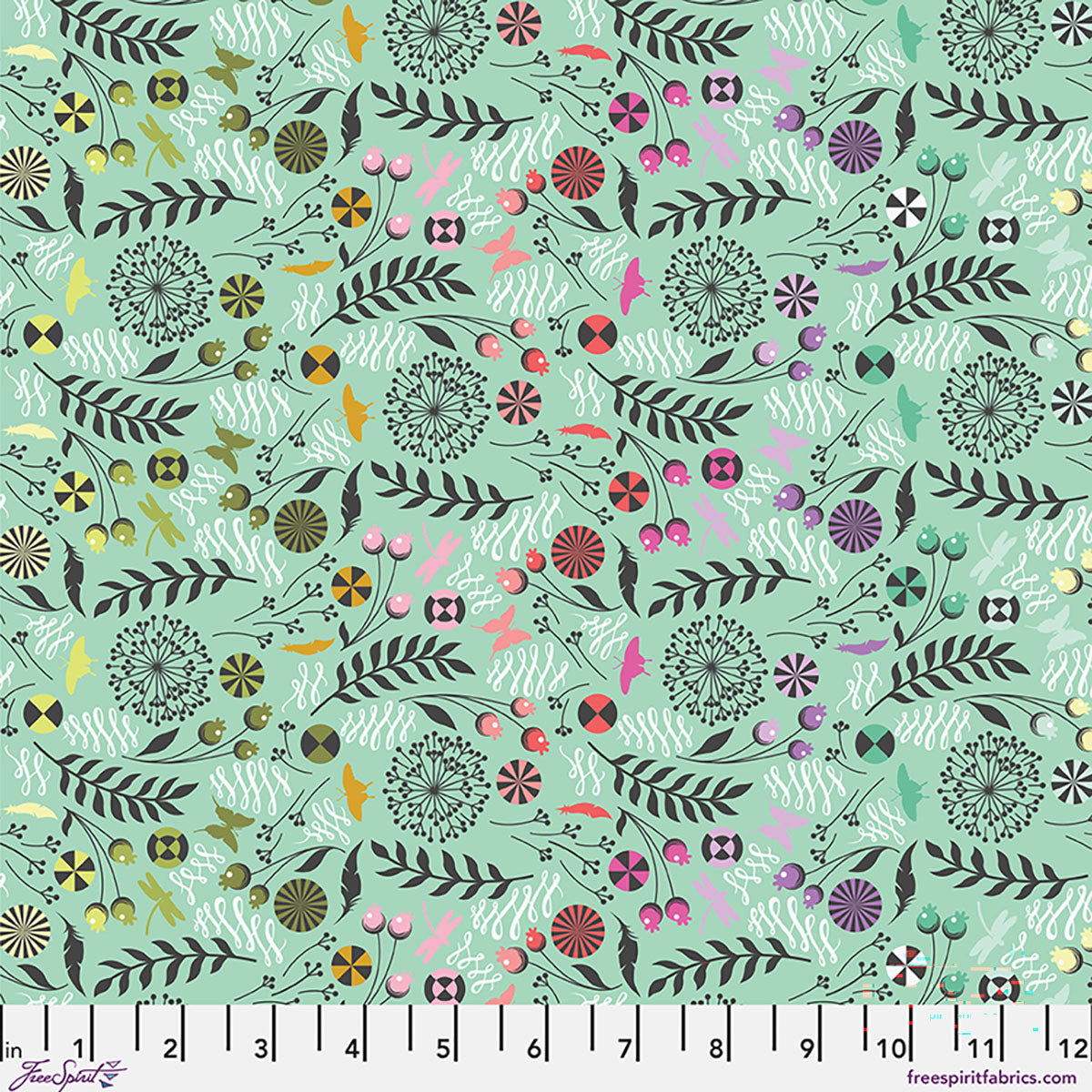 Dandelion - Sweet Mint Tula Pink Prince Charming Déjà Vu fabric