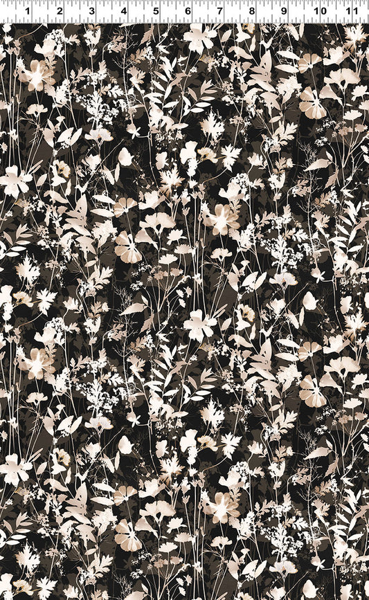 Naturescape II Meadow - Black fabric from Clothworks