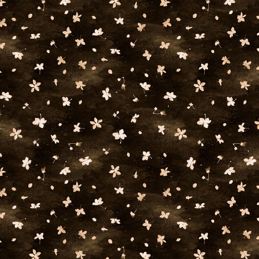 Naturescape II Blossoms - Black fabric from Clothworks