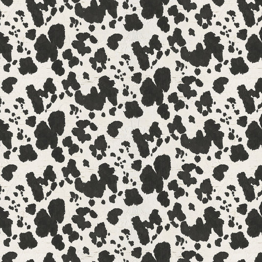 On the Farm Cowhide - Black fabric from Clothworks