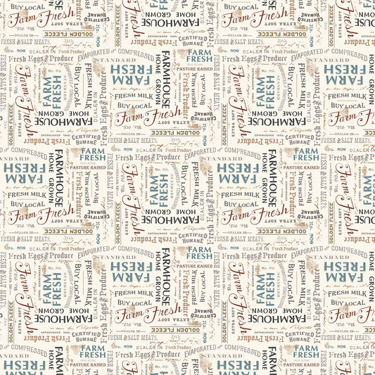 On the Farm Words - Multi Color fabric from Clothworks